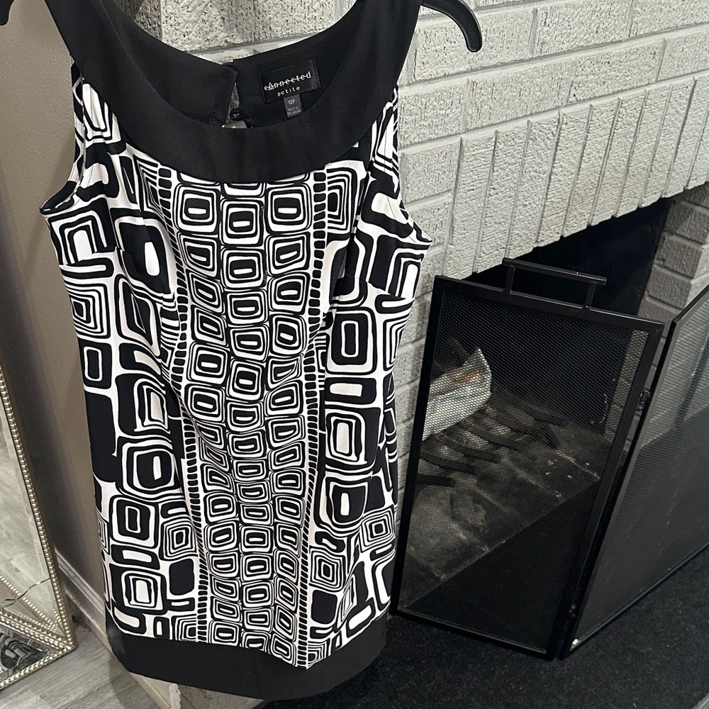 Connected Apparel Black and White Patterned Dress
